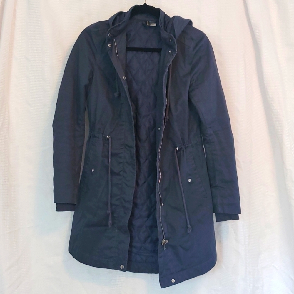 LAST CALL H&M Hooded Parka Navy Blue Size 2